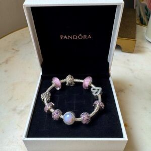 Pandora Silver and Pink Charm Bracelet